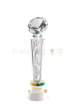 水晶鑽石金屬片水晶圓座獎盃(星燦)