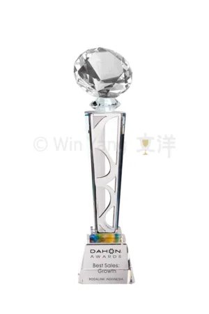 水晶鑽石金屬片水晶獎盃(流線型)