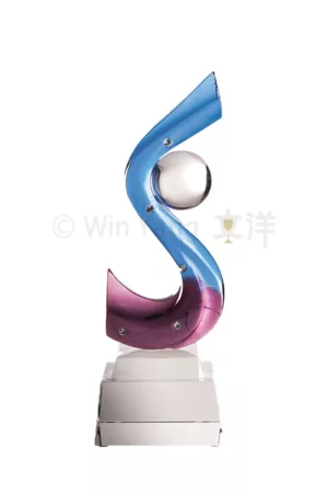 琉璃水晶 - 2025 文洋獎盃 S造型脫臘琉璃水晶球水晶琉璃獎座