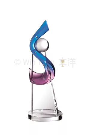 琉璃水晶 - 2025 文洋獎盃 S造型脫臘琉璃水晶球水晶琉璃獎牌