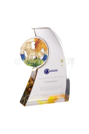 脫蠟琉璃頭P造型水晶琉璃獎牌(小)