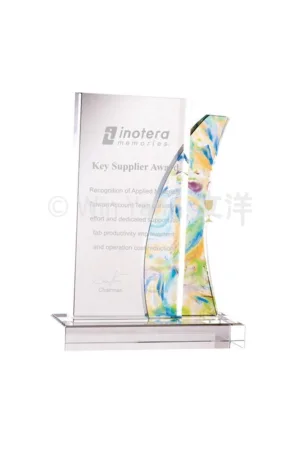 彩虹琉璃造型水晶獎牌