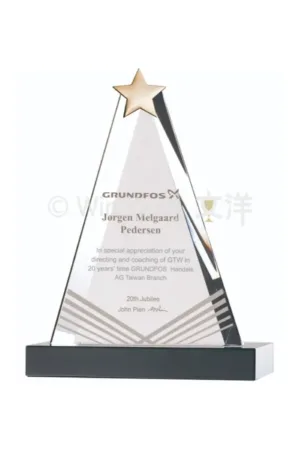 金屬星金字塔水晶獎座