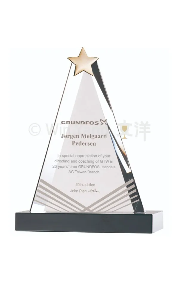 金屬星金字塔水晶獎座 - 2026 文洋獎盃 金屬星金字塔水晶獎座