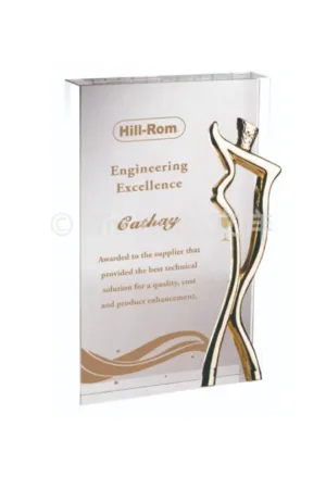 抽象金屬人水晶方塊獎牌