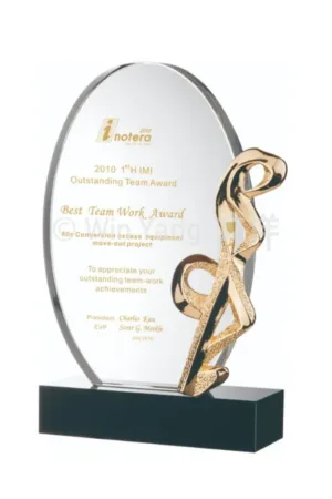 抽象金屬蛋型黑水晶獎座