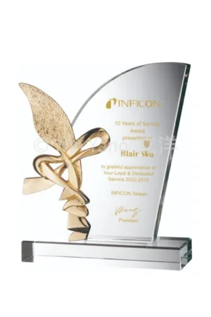 抽象金屬造型水晶獎牌
