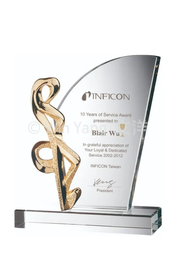 抽象金屬造型水晶獎牌 - 2026 文洋獎盃 抽象金屬造型水晶獎牌:圖片 2
