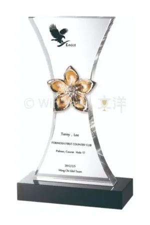 金屬梅花腰身造型水晶獎座