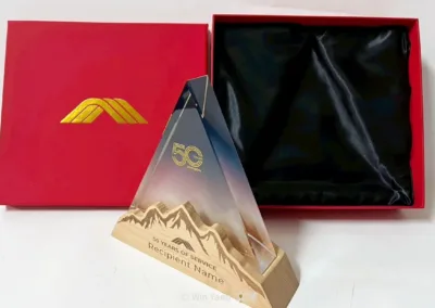 合作案例 - 2026 文洋獎盃 喬山健康科技50週年紀念獎盃設計:客製化漸層獎盃與紀念獎牌案例